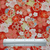 Red cotton fabric with yellow, red and white cherry blossom (5m x 110cm)