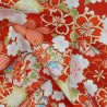 Red cotton fabric with yellow, red and white cherry blossom (5m x 110cm)