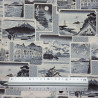 Black and white cotton fabric with ukiyo-e patterns (5m x 112cm)