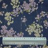 Marine blue embossed cotton fabric with cherry tree branches (110cm)