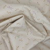 Tissu coton beige petites libellules marron mauves et vertes (5m x 110cm)