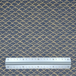 Tissu coton souple vagues beige et bleu (5m x 110cm)