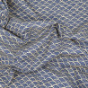 Soft cotton fabric with beige and blue waves (5m x 110cm)