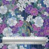 Marine blue fabric with purple and pink cherry blossom patterns (5m x 110cm)