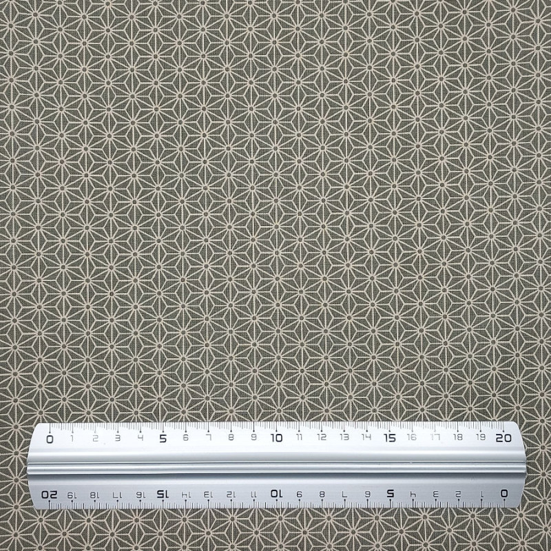 Tissu coton asanoha gris kaki (110cm)