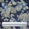 Midnight blue cotton fabric with fans and chrysanthemum patterns (5m x 108cm)