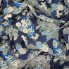 Midnight blue cotton fabric with fans and chrysanthemum patterns (5m x 108cm)