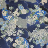 Midnight blue cotton fabric with fans and chrysanthemum patterns (5m x 108cm)