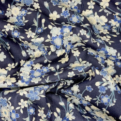 Midnight blue cotton fabric with cherry blossom patterns (5m x 108cm)