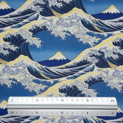 Tissu coton la Grande Vague bleu foncé (5m x 110cm)