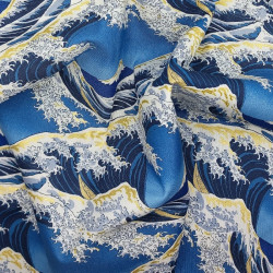 Tissu coton la Grande Vague bleu foncé (5m x 110cm)