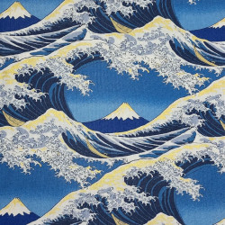 Tissu coton la Grande Vague bleu foncé (5m x 110cm)