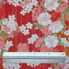 Tissu coton rouge fleurs de cerisier roses et blanches (5m x 110cm)