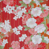 Tissu coton rouge fleurs de cerisier roses et blanches (5m x 110cm)