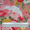 Pink and silver Japanese cotton fabric with cranes, waves, and flowers (5m x 110cm)