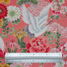 Tissu japonais rose et argenté grues vagues et fleurs – 100% coton – vente en gros