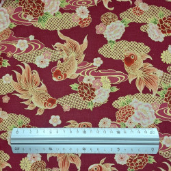 Japanese cotton fabric creme white goldfish kingyo gold – 100% cotton – wholesale