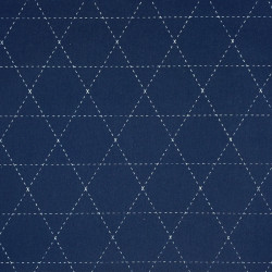Toile sashiko bleu foncé pré-imprimée étoiles losanges triangles – 100% coton – vente en gros