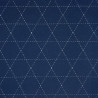 Toile sashiko bleu foncé pré-imprimée étoiles losanges triangles – 100% coton – vente en gros