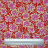 Tissu coton fleurs de cerisier rouge rose doré (110cm)