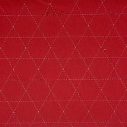 Toile sashiko rouge pré-imprimée étoiles losanges triangles – 100% coton – vente en gros