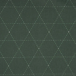 Toile sashiko vert forêt pré-imprimée étoiles losanges triangles – 100% coton – vente en gros