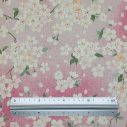 Tissu japonais texturé rose fleurs de cerisier sakura – 100% coton – vente en gros