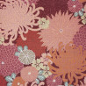 Tissu japonais texturé bordeaux et rose chrysanthèmes – 100% coton – vente en gros