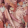 Tissu japonais texturé bordeaux et rose chrysanthèmes – 100% coton – vente en gros