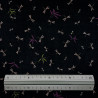 Black cotton fabric with purple and kaki fireflies (110cm)