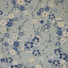 Tissu japonais coton gris fleurs de cerisier bleues et écrues - tissu coton - vente en gros