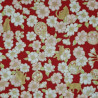 Tissu japonais coton rouge chats et fleurs de cerisier avec doré – 100% coton – vente en gros
