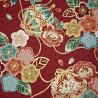 Red Japanese cotton fabric with flowers and temari balls by 5m or 10m - wholesale