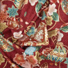 Tissu coton rouge foncé fleurs et balles temari - par 5 ou 10m - vente en gros