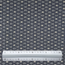 Midnight blue and ecru asanoha cotton fabric (110cm)