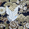 Brown and gold Japanese fabric with cranes, waves, and flowers – 100% cotton – wholesale
