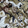 Tissu japonais marron et doré grues vagues et fleurs – 100% coton – vente en gros