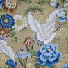 Tissu japonais beige sable et doré grues vagues et fleurs – 100% coton – vente en gros