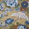 Tissu japonais beige sable et doré grues vagues et fleurs – 100% coton – vente en gros