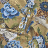 Tissu japonais beige sable et doré grues vagues et fleurs – 100% coton – vente en gros