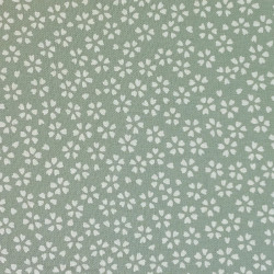 Tissu japonais vert à fleurs de cerisier écrues – Coton Sevenberry grossiste