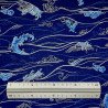 Japanese dark blue waves seersucker fabric - Japanese summer cotton - wholesale