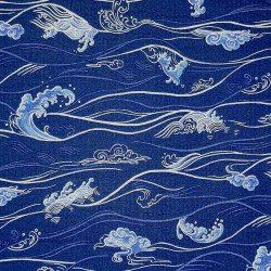 Japanese dark blue waves seersucker fabric - Japanese summer cotton - wholesale