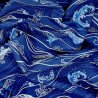 Japanese dark blue waves seersucker fabric - Japanese summer cotton - wholesale