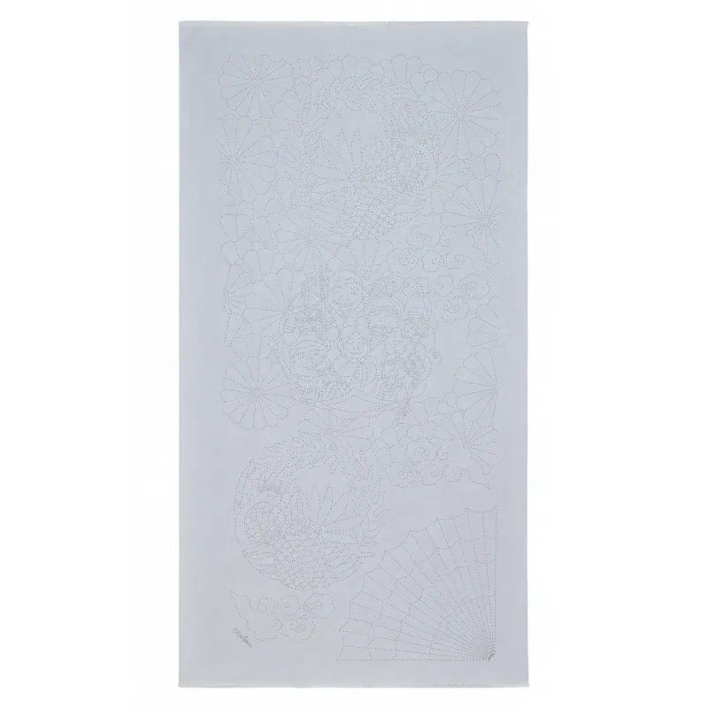 Panneau Sashiko gris pré-imprimé 7 Dieux de la Fortune - vente en gros