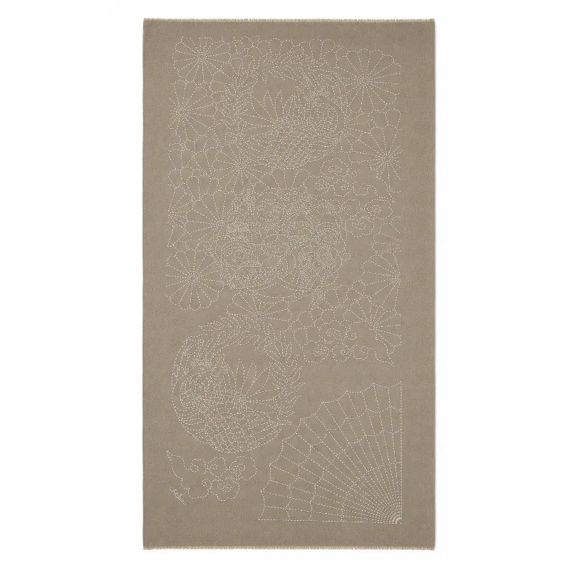 Panneau Sashiko taupe pré-imprimé 7 Dieux de la Fortune - vente en gros