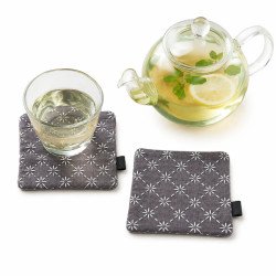Kit sashiko 2 dessous de verre taupe Hidamari - Vente en gros