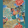 Japanese cotton fabric with peacock patterns in green and bluet (110cm)