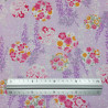 Tissu coton dobby mauve glycines et fleurs en ronds (110cm)