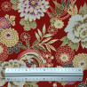 Dark red fabric with chrysanthemum peonies and leaves patterns (110cm)